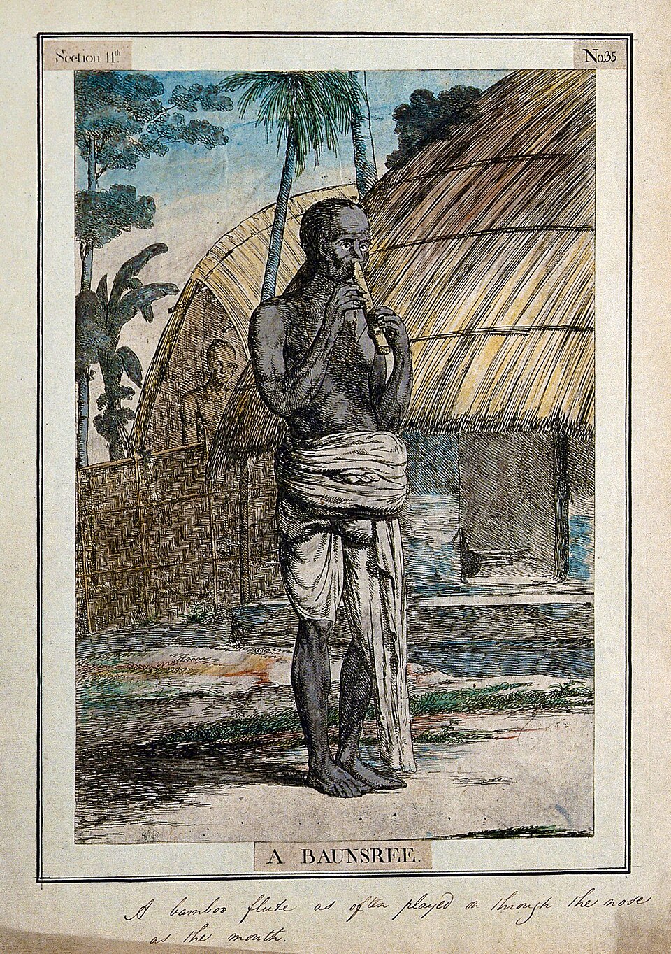 Historical Indian flute illustration from an eighteenth-century collection