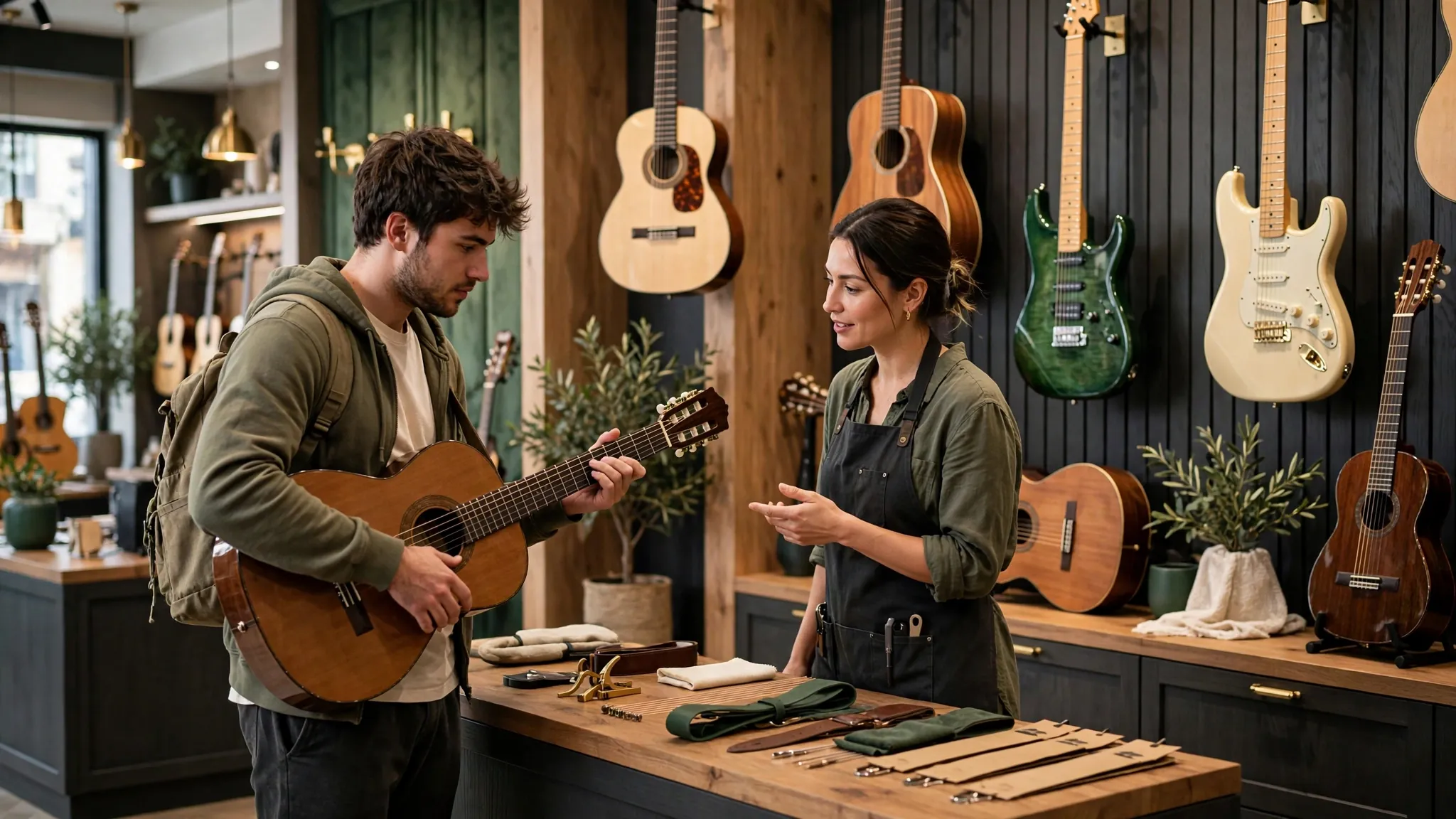 Different guitars being compared for beginner instrument selection