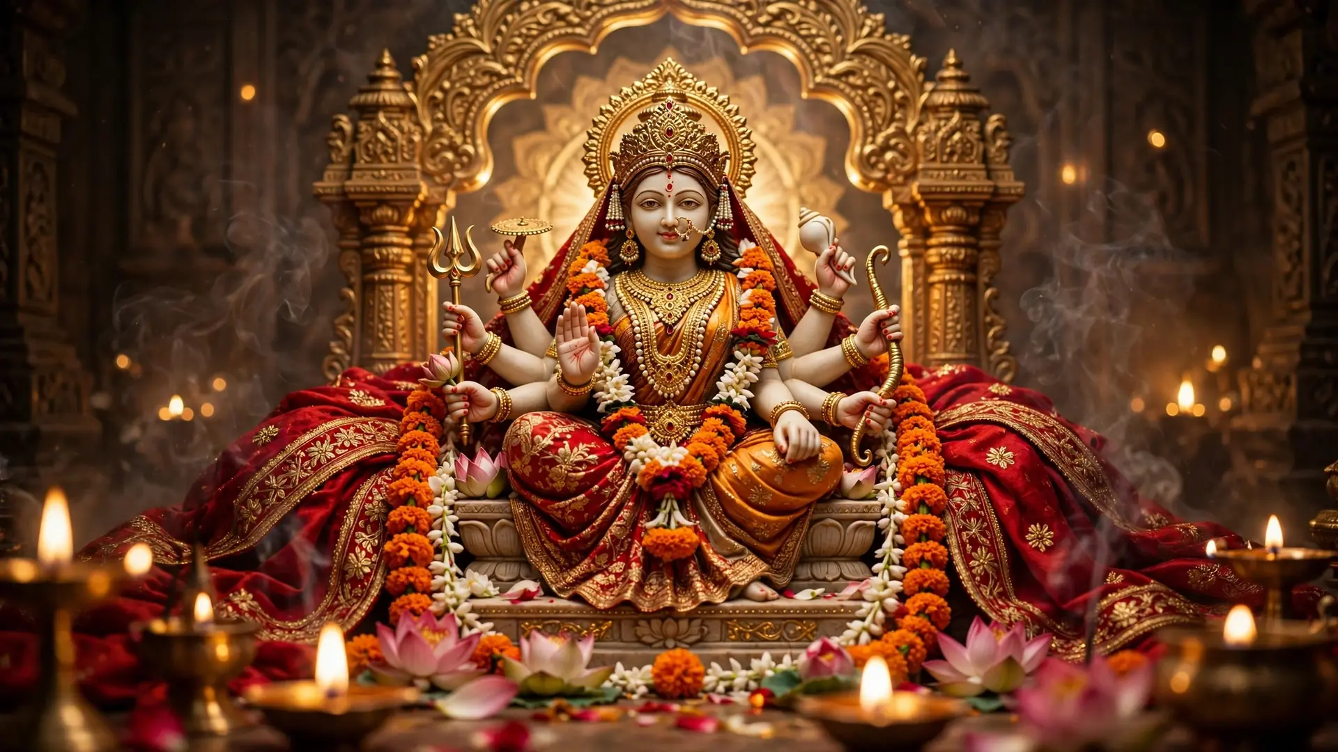 Beautifully decorated Mata Ki Chowki devotional setting for singers and musician booking in Mumbai