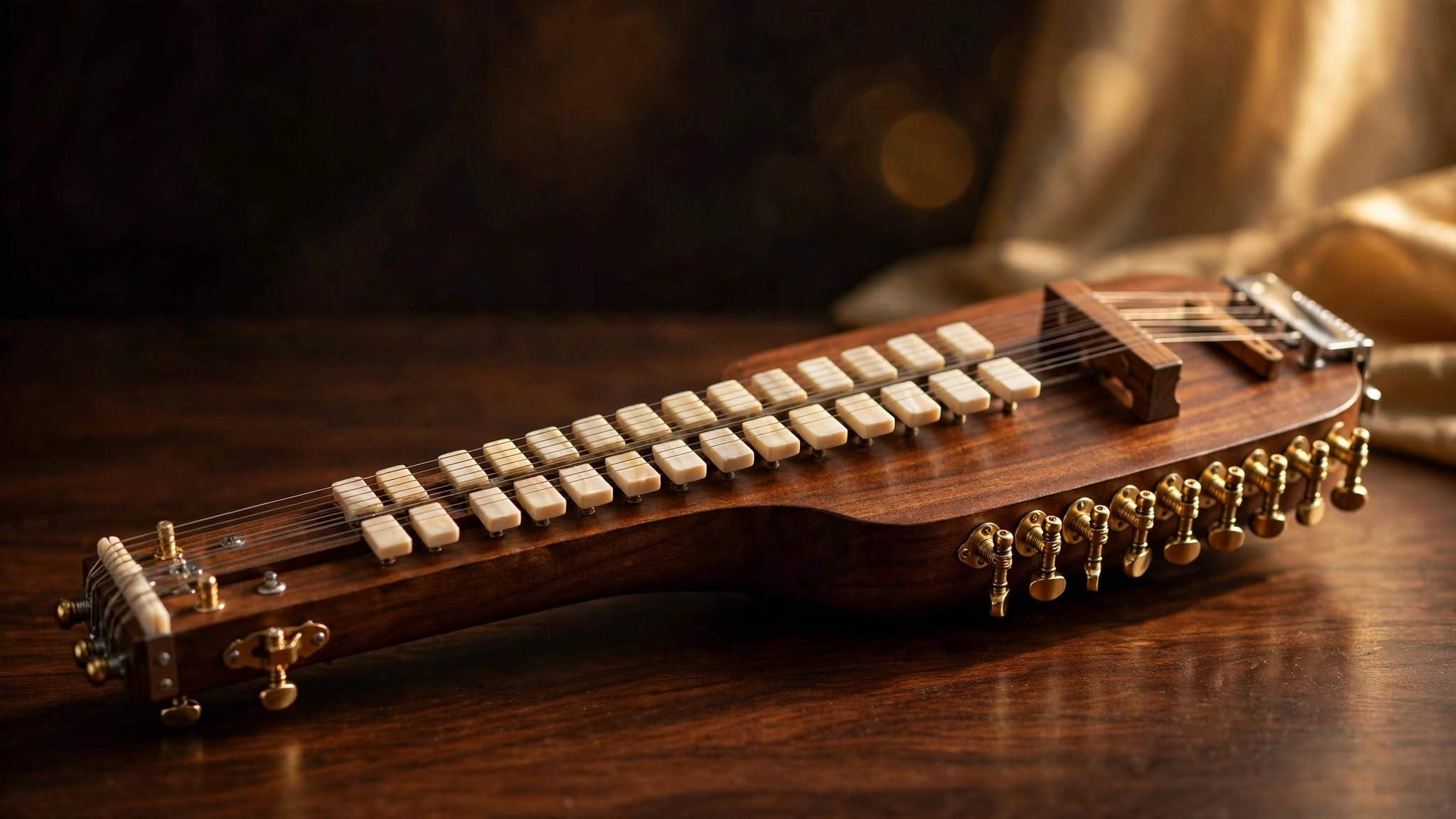 Bulbul Tarang and related taishokoto style keyboard string instrument