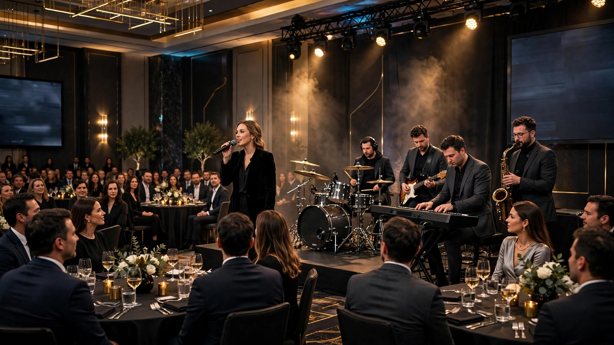 Professional musicians performing at a corporate event