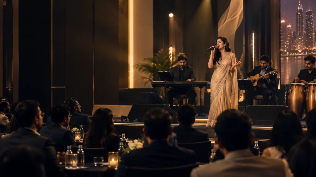 Live musicians performing at a corporate event in Mumbai