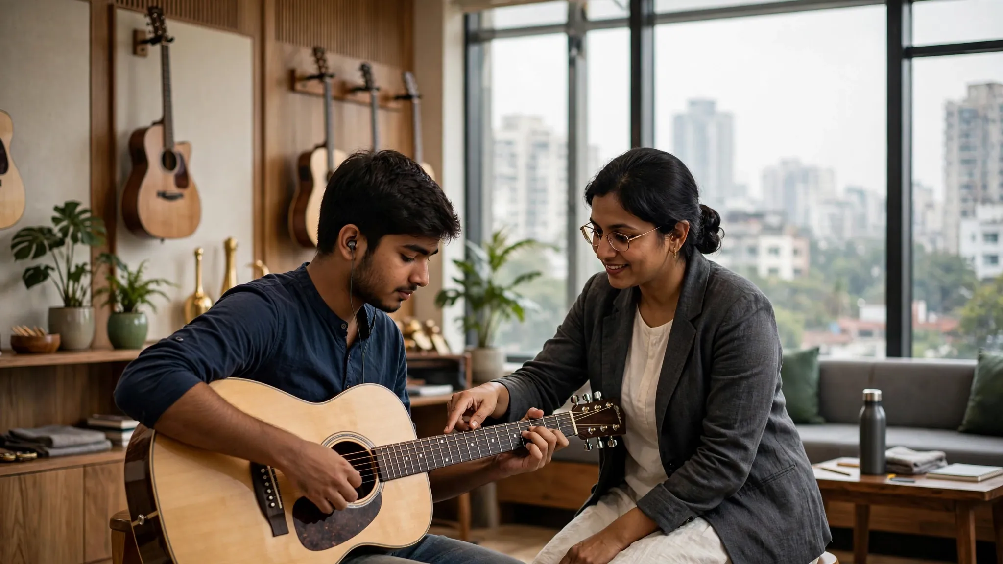 Guitar learning environment representing Guitar classes in Goregaon Mumbai