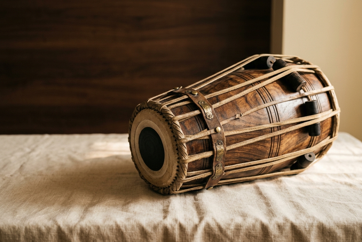 Traditional Pakhawaj Indian classical percussion instrument