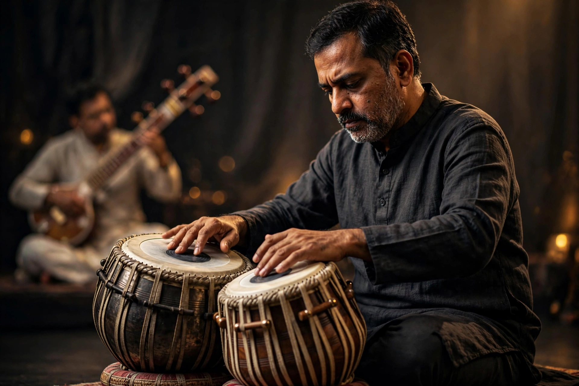 Indian classical Tabla performance illustrating practical musical application