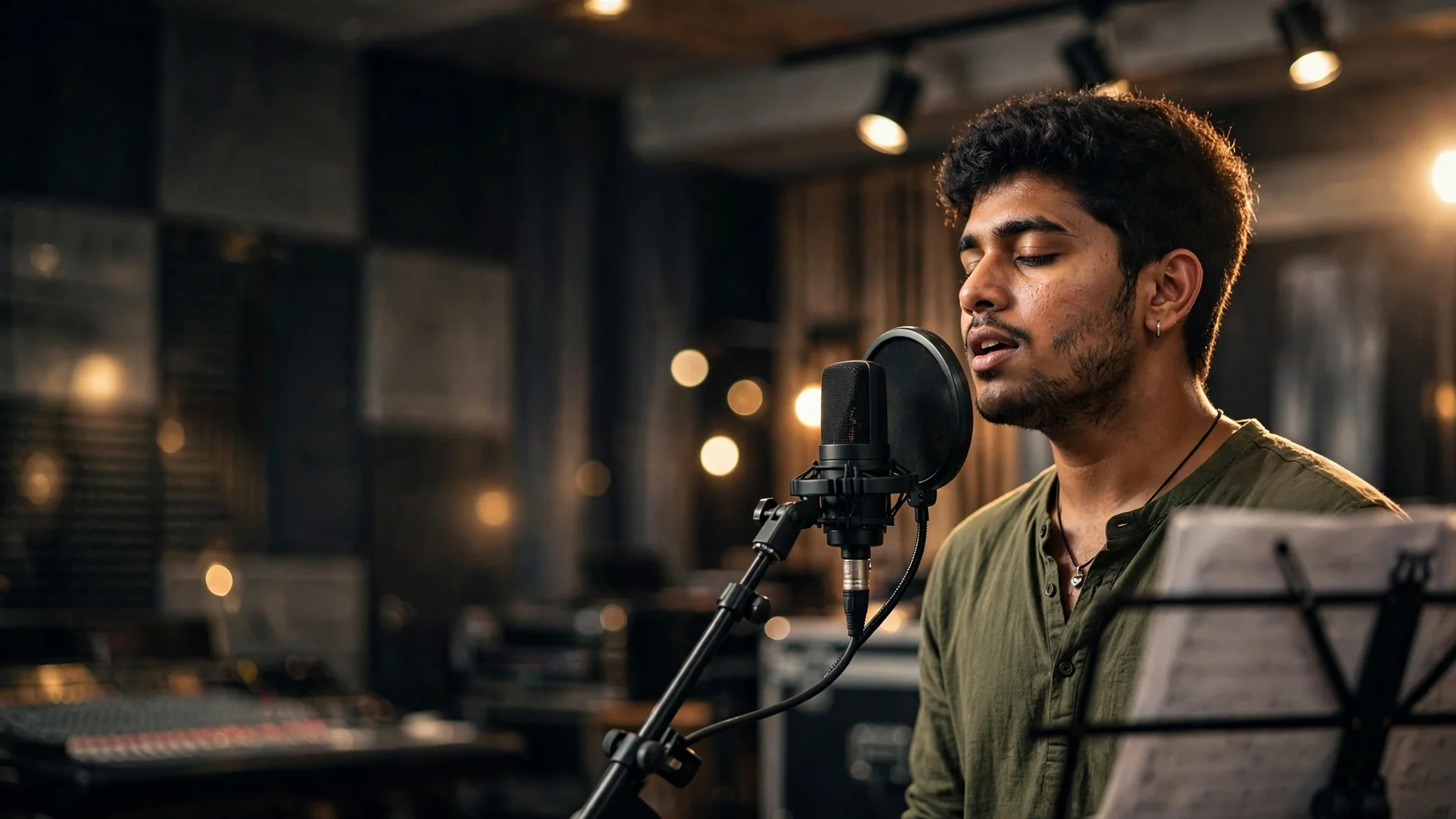 Indian singer preparing for an Indian Idol style audition with professional singing and performance training