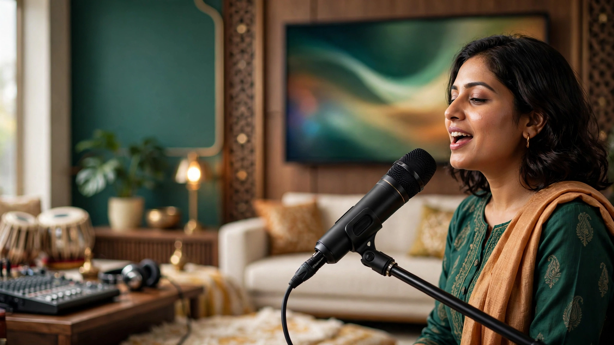Karaoke singing, learning and performance in a professional music environment