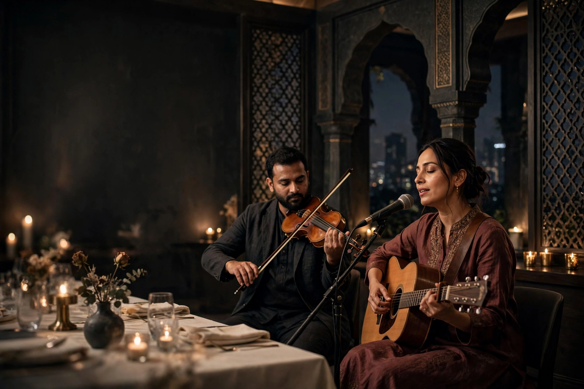 Luxury live music performance at a private wedding-style event in Mumbai