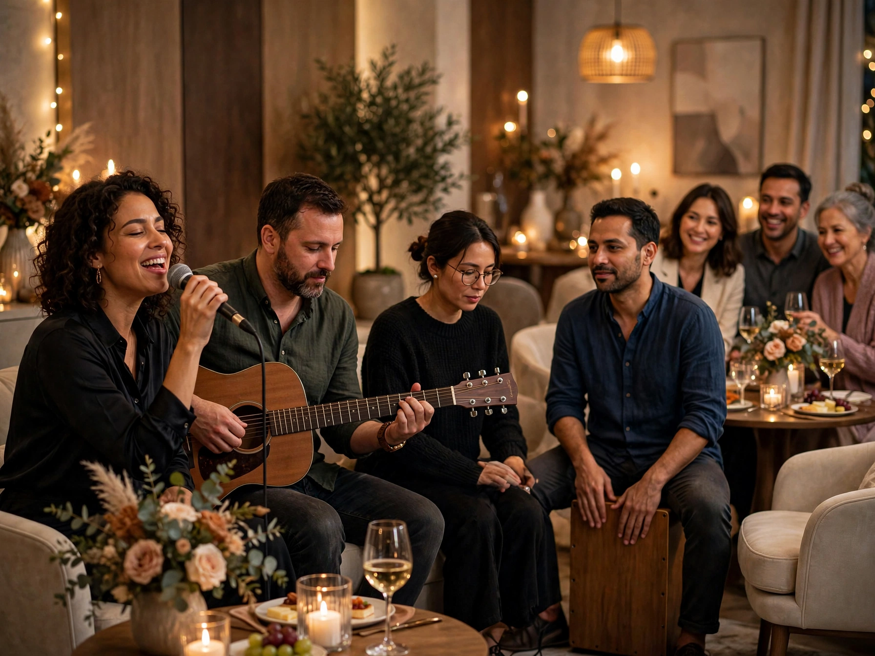 Live musicians performing at a private birthday event