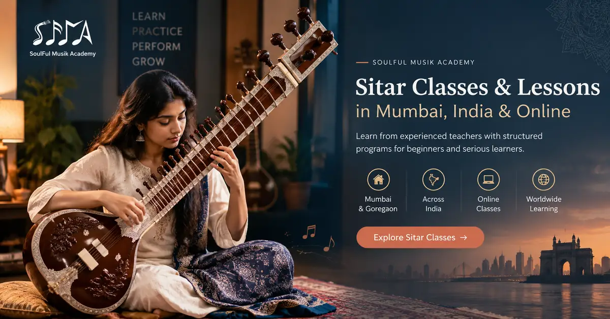 Sitar musician performing during an Indian classical music concert