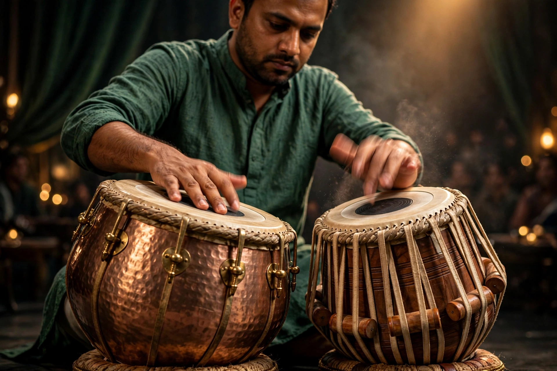 Professional Tabla performance at a live Indian music event