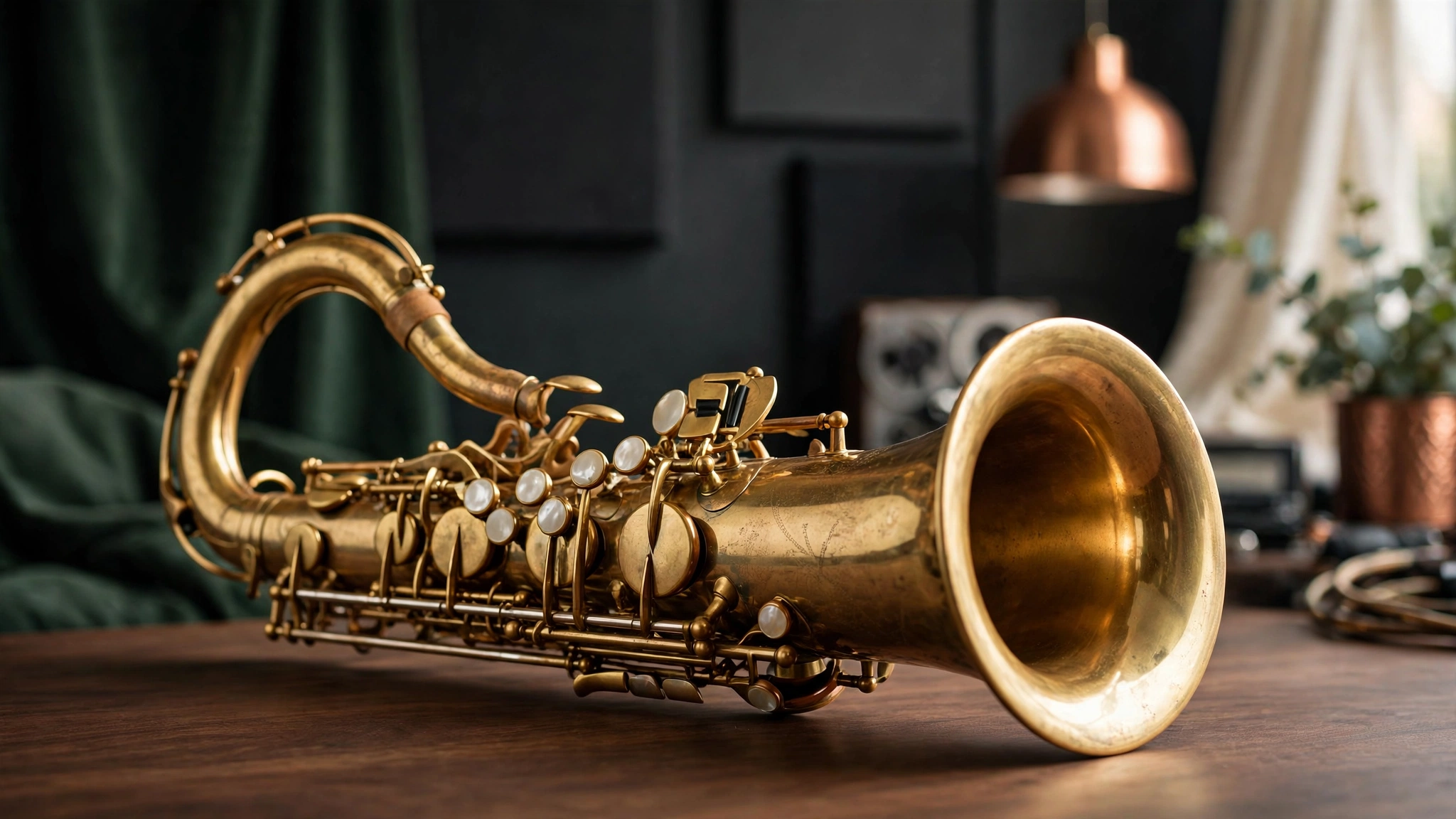 Saxophone player performing with a saxophone in a live setting
