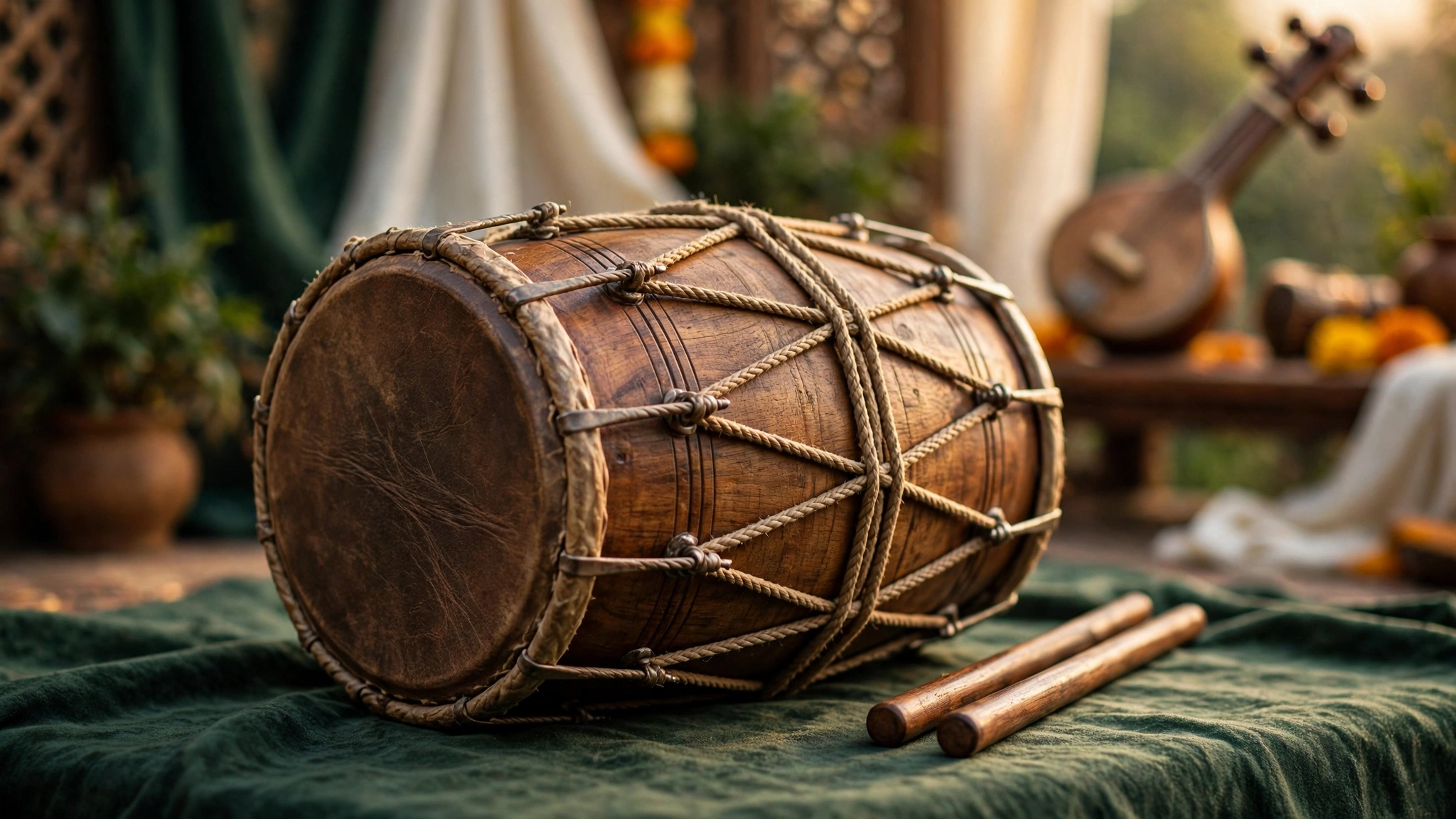 Traditional Indian Dhol instrument representing Dhol music and culture