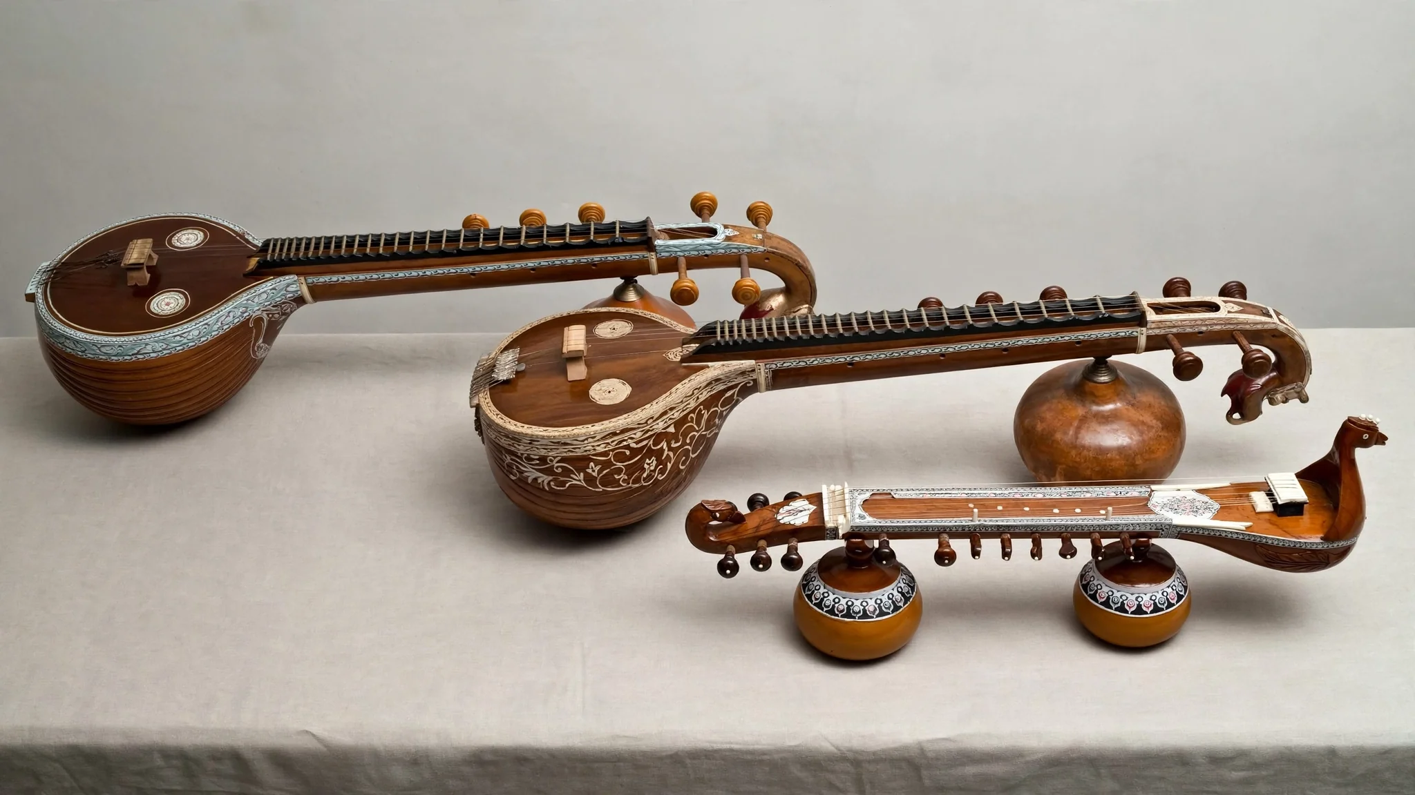 Different types of Veena including Saraswati Rudra and Vichitra Veena