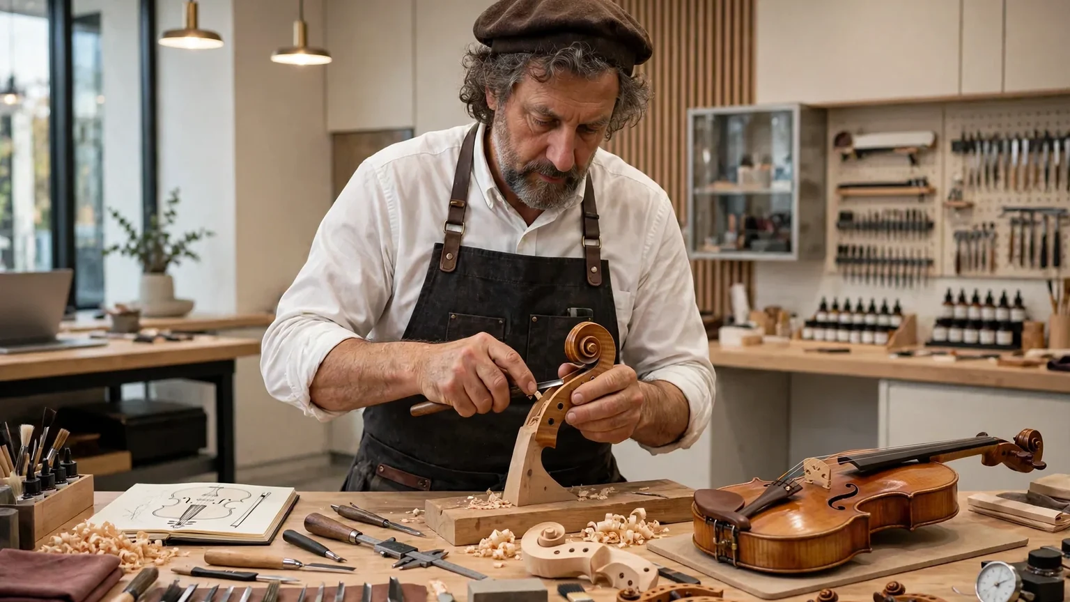 Traditional Italian violin craftsmanship and luthier tradition