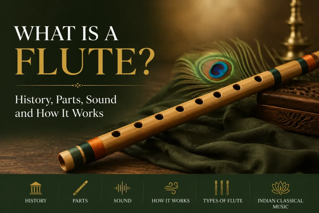 Bamboo bansuri flute representing the flute instrument and Indian classical music