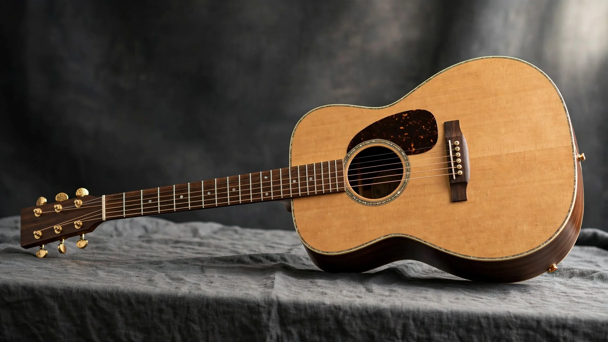 Guitar instrument showing its main structural parts