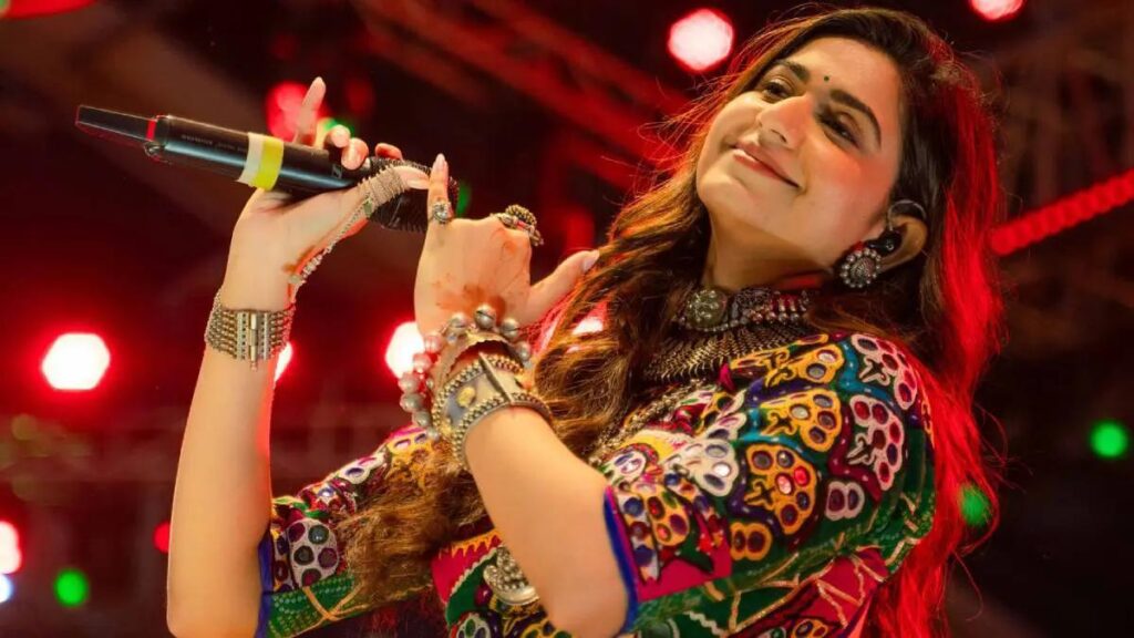 Garba singers and Dandiya musicians performing at a Navratri celebration in Mumbai