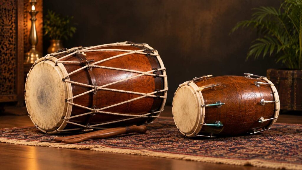 Dhol and Dholki side by side comparison of Indian percussion instruments