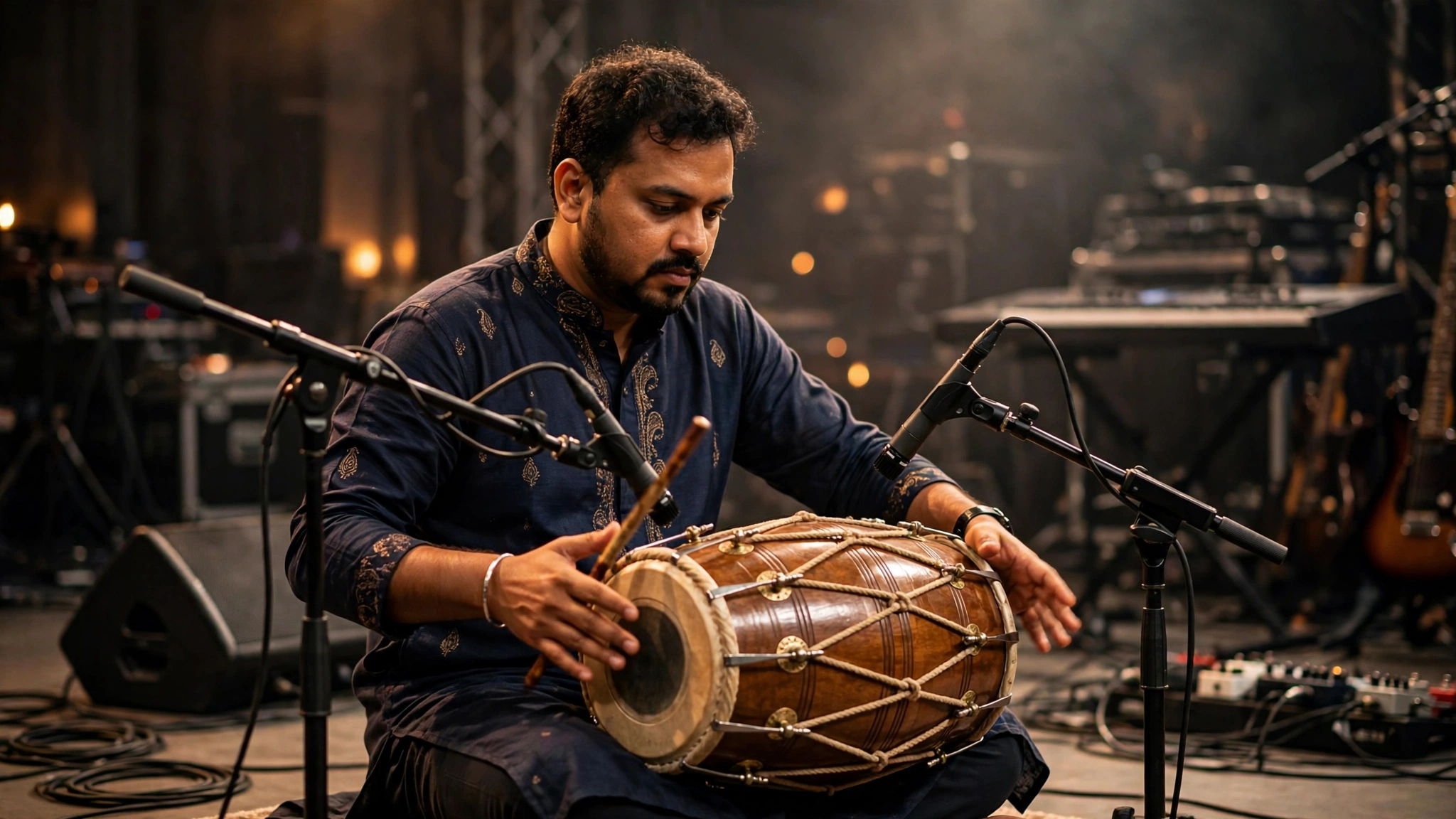 Dholki live music production and stage performance