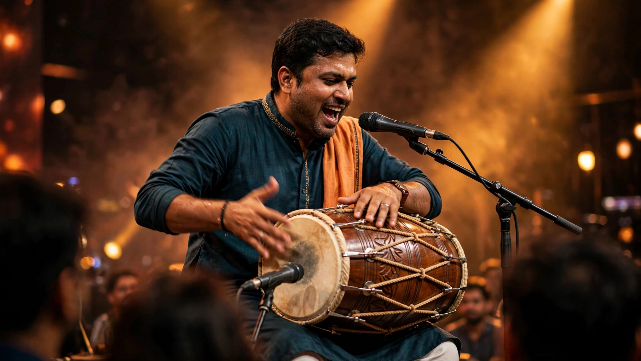 Dholki live performance on a professional concert stage