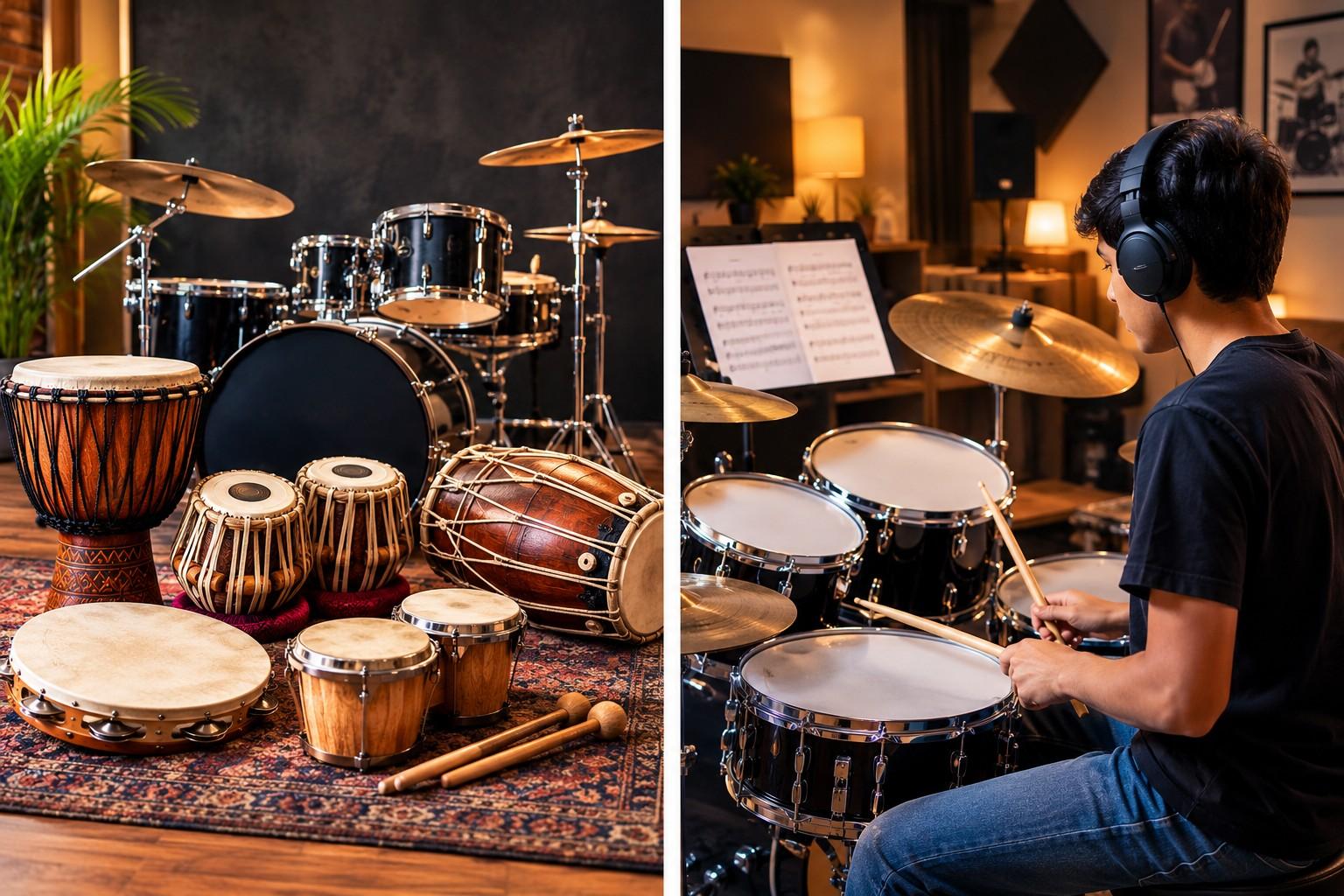 Drum practice session for rhythm and technique development