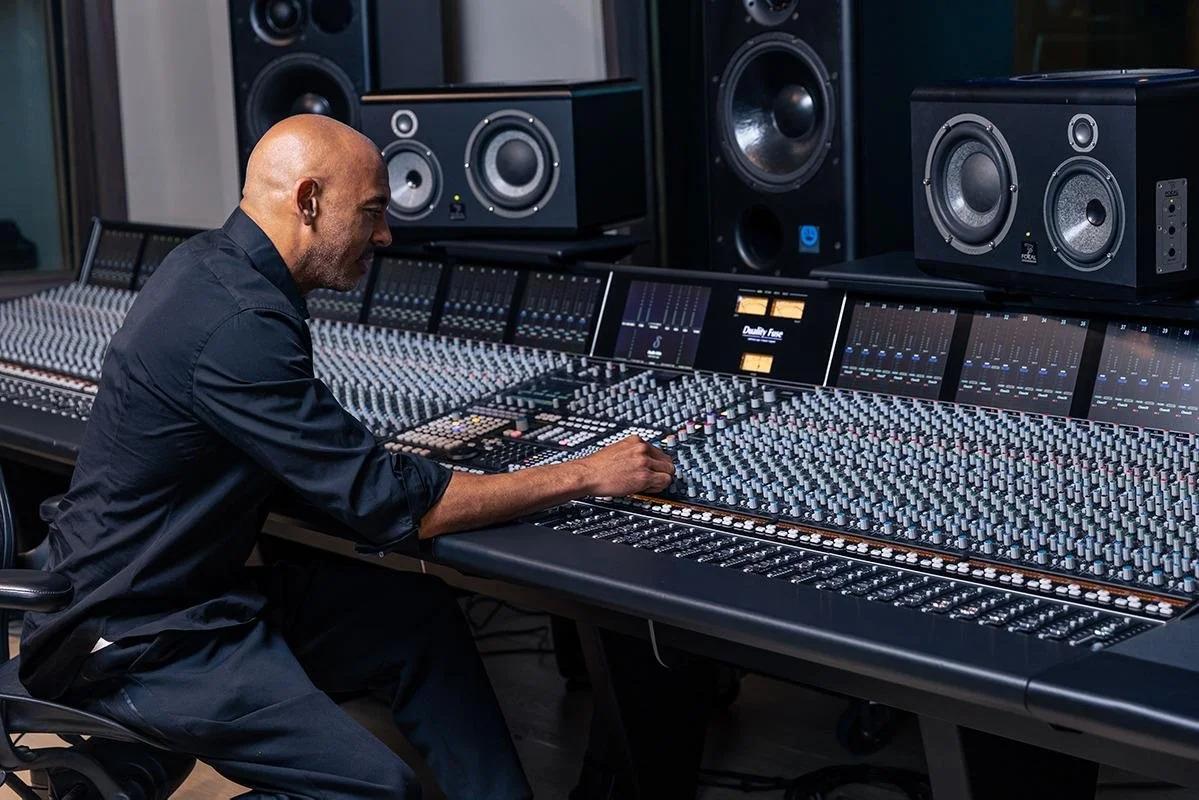 Recording and music production setup used to capture and shape audio